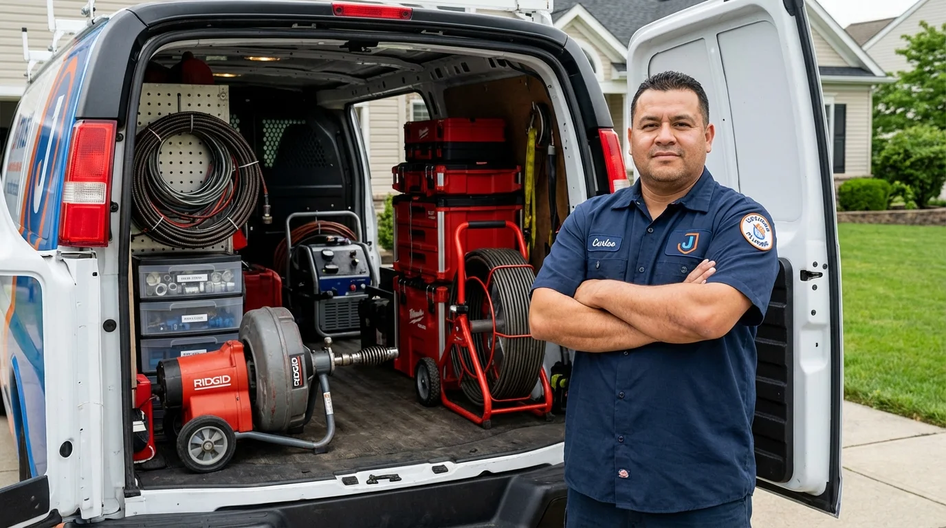 Professional drain cleaning equipment and Johns Plumbing LLC plumber in Burkesville