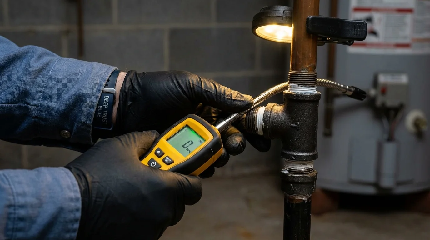 Gas leak detection with electronic sniffer by Johns Plumbing LLC in Burkesville