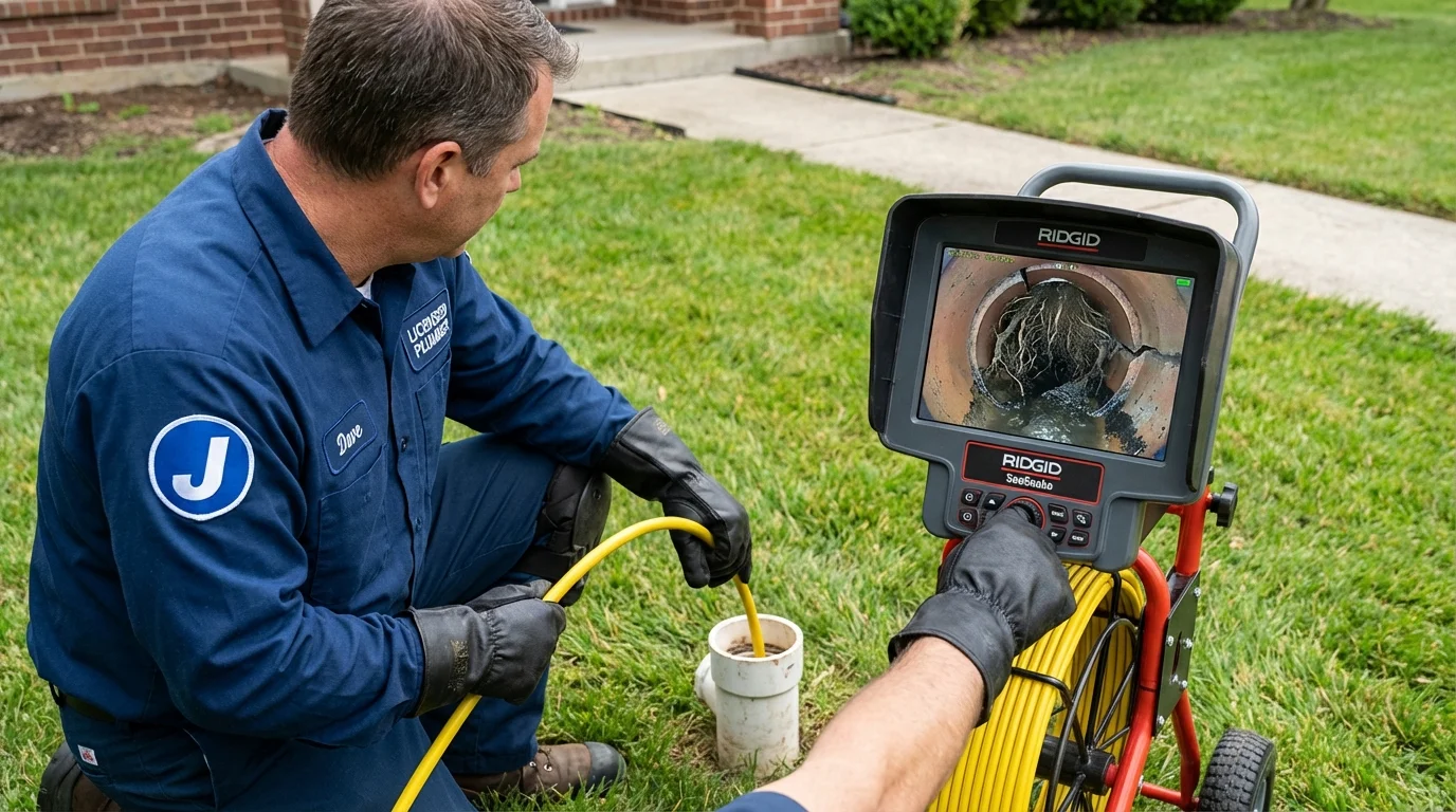 Sewer camera inspection being performed by Johns Plumbing LLC in Burkesville