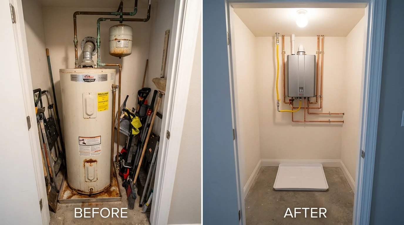 Tank water heater versus wall-mounted tankless unit comparison for Burkesville, KY homeowners